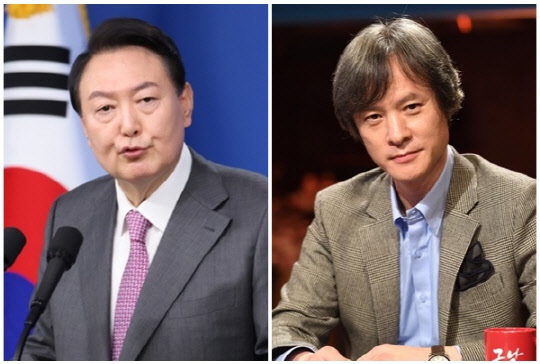 윤석열 대통령(왼쪽)과 류근 시인. <류근 SNS, 연합뉴스>